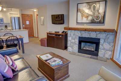 Seating area with gas fireplace