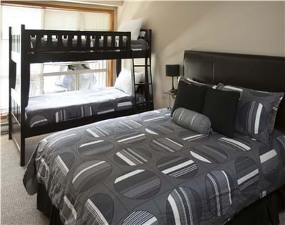 Second Bedroom with Queen, Bunks & TV
