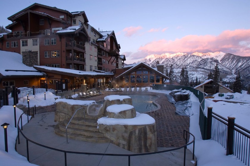 The pool at Purgatory Lodge offers stunning alpenglow views.