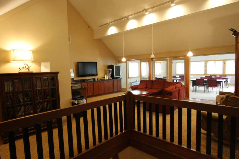 Warm and homey third floor common area and meeting room.